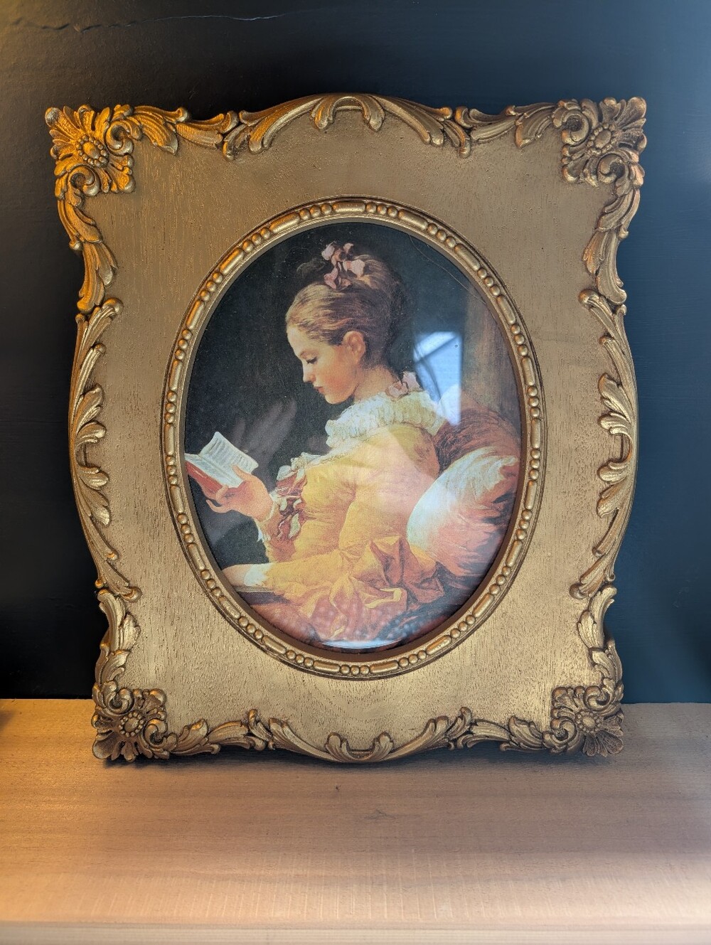 Vintage Ornate Homco Young Girl Reading Print